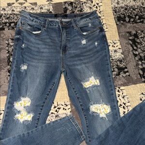 Judy Blue Distressed Jeans with Yellow lemon Patches